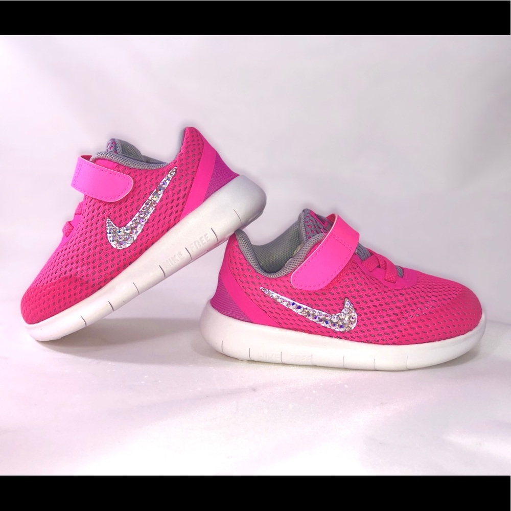 SOLD 💎 Bling Nike Free Run toddler girls size 6c - Picture 6 of 8